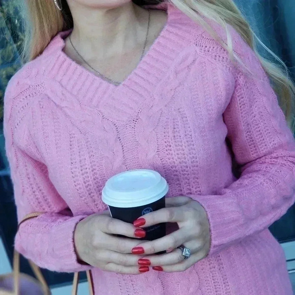 PRETTY IN PINK SO SOFT Cable Knit Sweater - Picture 4 of 9